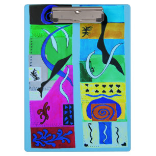 Modern Abstract Black Blue Сolorful Geometric Clipboard