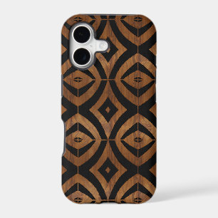 Modern abstract black diamonds wood grain look