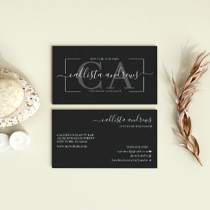 Modern Abstract Black Earth Tone Signature Script Business Card