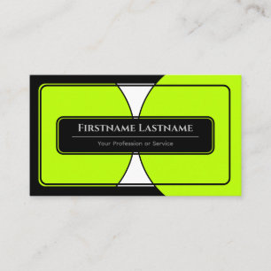Modern abstract black framed neon green circles business card