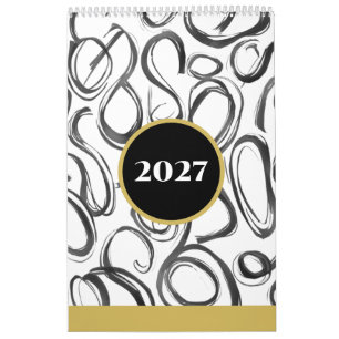 Modern Abstract Black Gold 2027 Wall Calendar