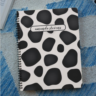 Modern Abstract Black Leopard Pattern Leather Planner