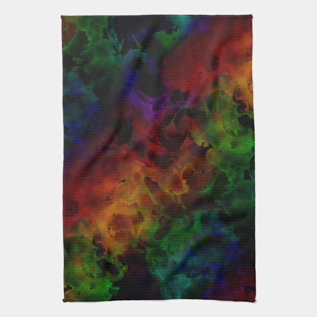 Modern Abstract Black Rainbow Tea Towel (Vertical)