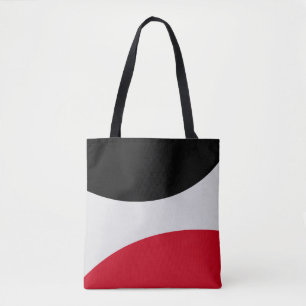 Modern Abstract Black, Red and Silver White Tote Bag