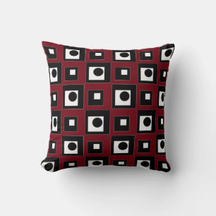 Modern Abstract Black Red & White Throw Pillow