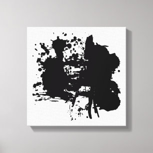 Modern Abstract Black Spots Canvas Print
