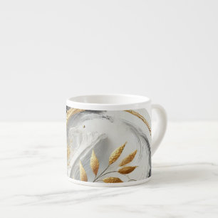 Modern Abstract Black White and Gold- Botanical Espresso Cup