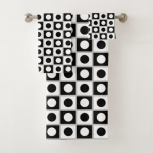 Modern Abstract Black & White Bath Towel Set