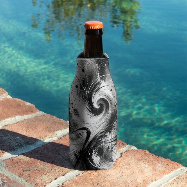 Modern Abstract Black & White Geometric Design Bottle Cooler (In Situ Pool)