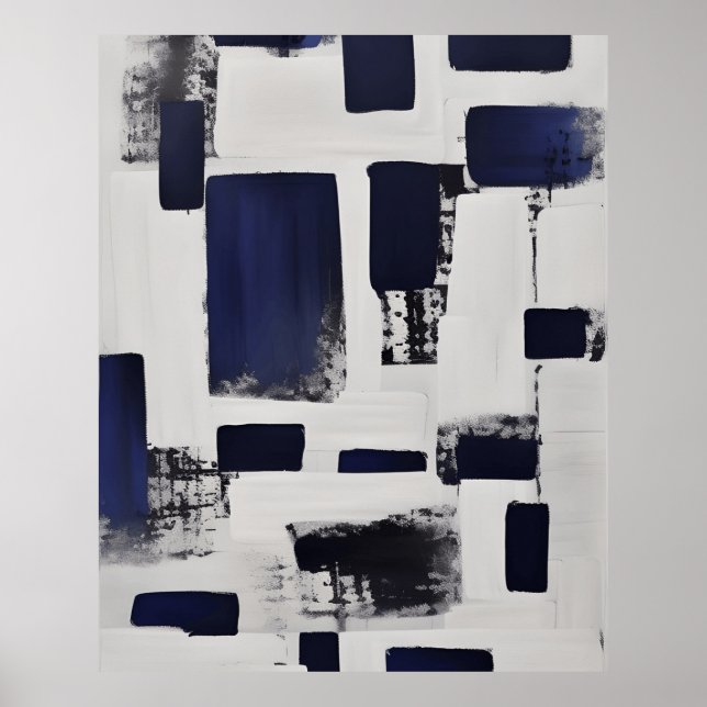 Modern Abstract black White lineal forms Poster (Front)