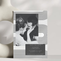 Modern Abstract Black White Lines Photo Wedding