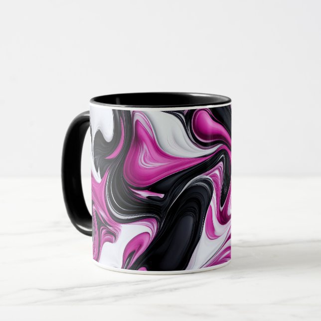Modern Abstract Black, White, Magenta  Art Mug (Front Left)