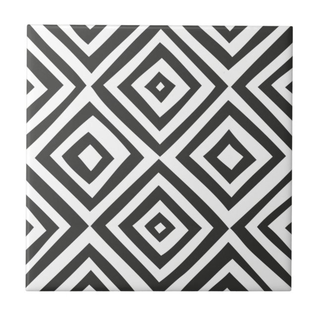 Modern Abstract Black White Shape Triangle Pattern Tile (Front)