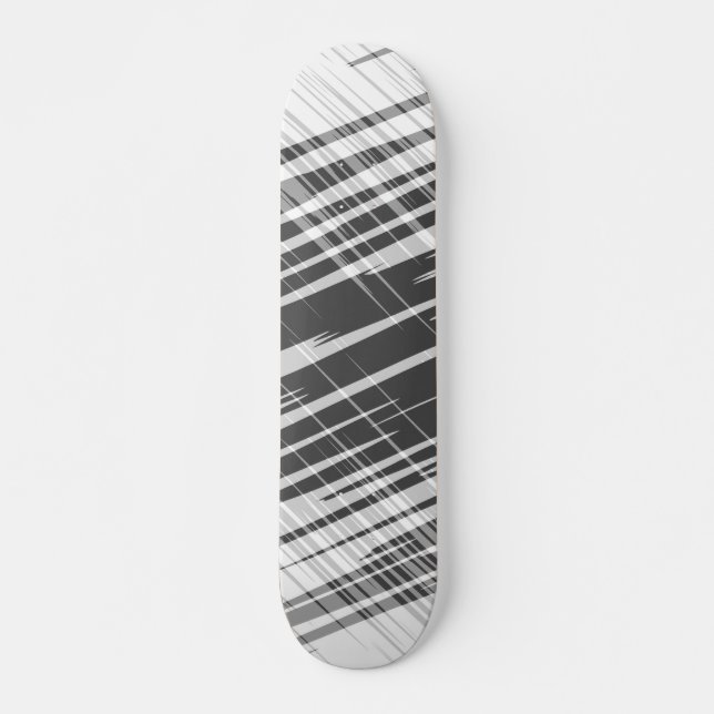 Modern abstract black white stripes pattern skateboard (Front)