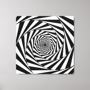 Modern Abstract Black & White Swirl Spiral Art Canvas Print