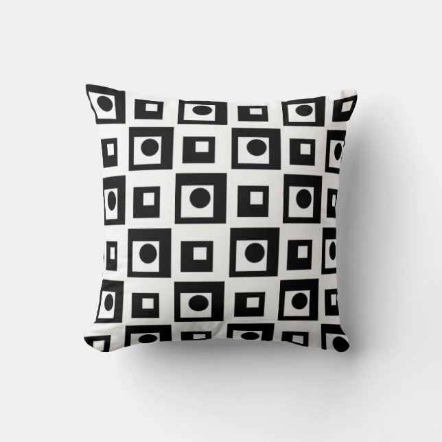 Modern Abstract Black & White Throw Pillow (Front)