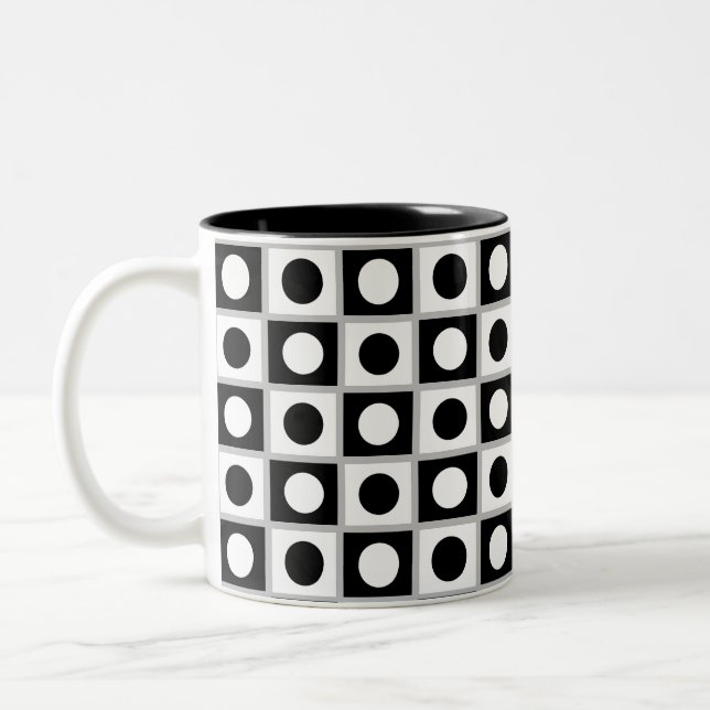 Modern Abstract Black & White Two-Tone Coffee Mug (Left)