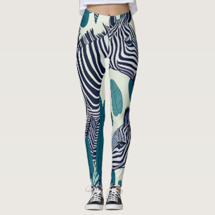 Modern Abstract Black White Zebra Stripe Pattern Leggings