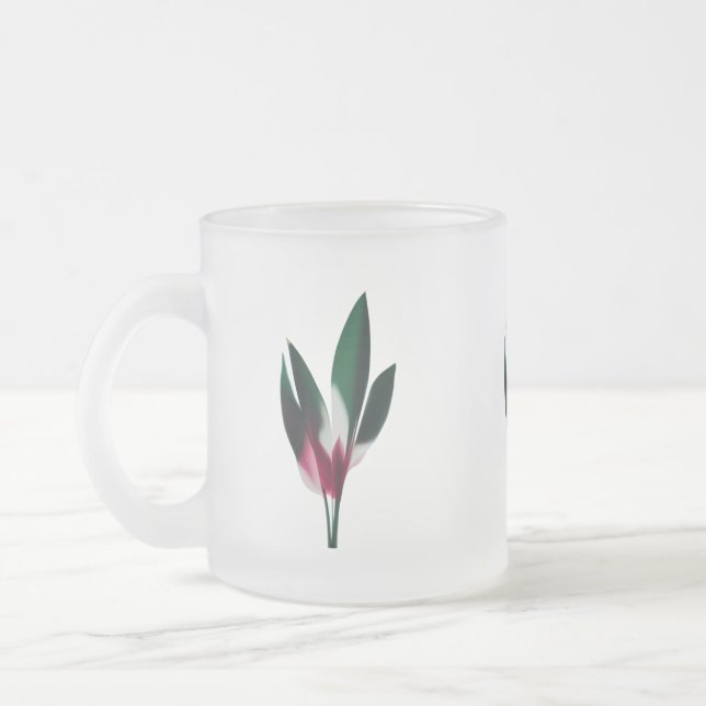 Modern Abstract Bloom – Elegant Frosted Glass Mug  (Left)