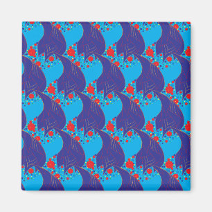 Modern abstract BLUE and red Rainbow drops pattern Magnet