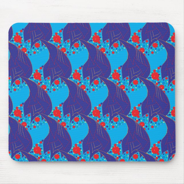 Modern abstract BLUE and red Rainbow drops pattern Mouse Mat (Front)