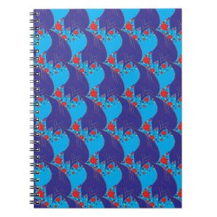 Modern abstract BLUE and red Rainbow drops pattern Notebook