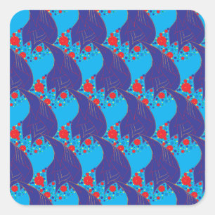 Modern abstract BLUE and red Rainbow drops pattern Square Sticker