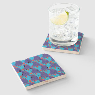 Modern abstract BLUE and red Rainbow drops pattern Stone Coaster