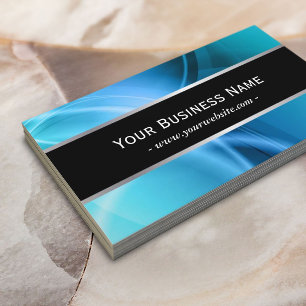 Modern Abstract Blue Curves Professional Business Card