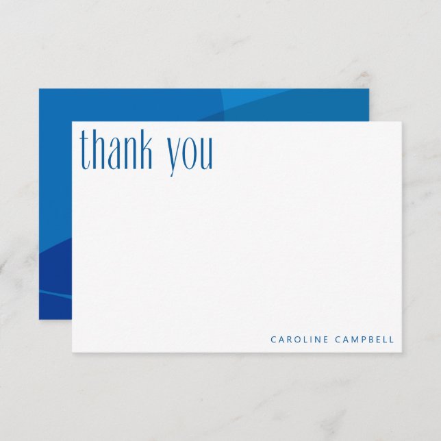 Modern Abstract Blue Custom Graduation Thank You Card (Front/Back)
