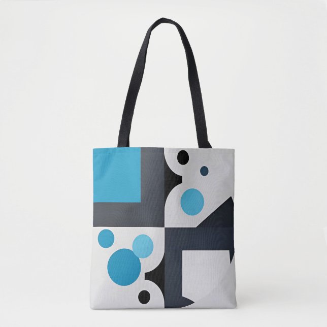 🎨 Modern Abstract Blue Glow ✨ Geometric Artistic Tote Bag (Front)