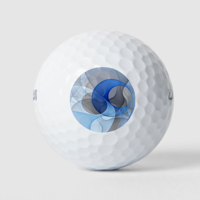 Modern Abstract Blue Gray Fractal Art Graphic Golf Balls (Front)
