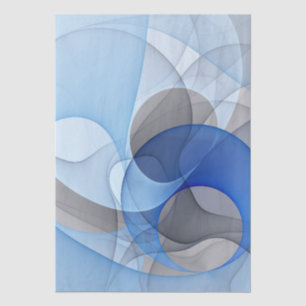 Modern Abstract Blue Gray Fractal Art Graphic Tissue Paper