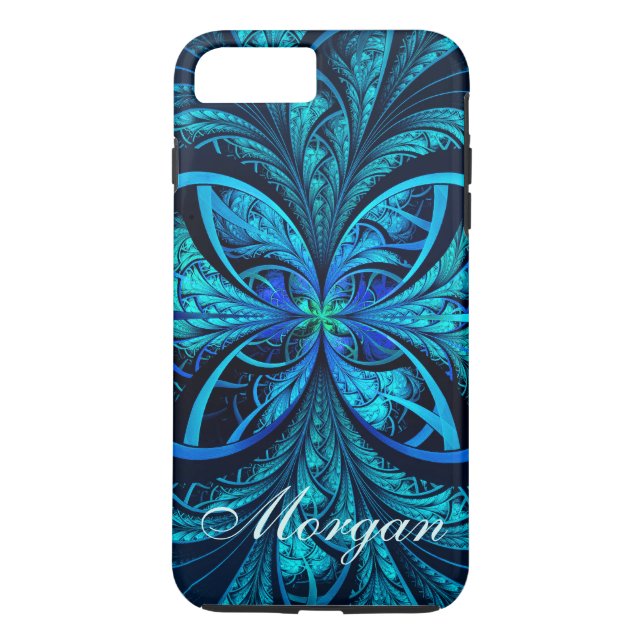 Modern Abstract Blue Green Fractal iPhone 8/7 Case (Back)