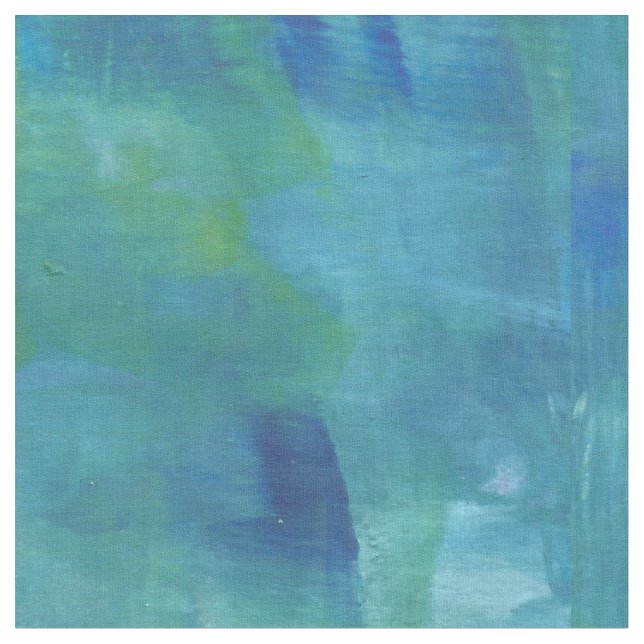 Modern Abstract Blue Green Painting Fabric (Close Up)