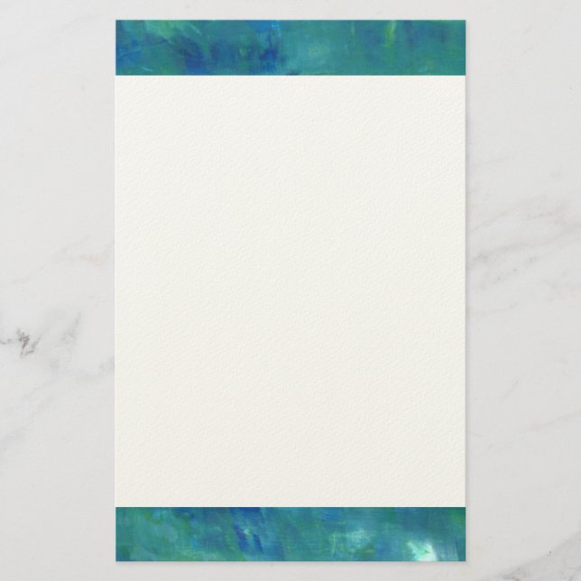 Modern Abstract Blue Green Painting Stationery (Front)