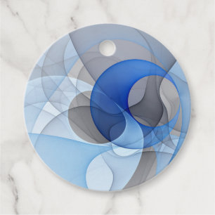 Modern Abstract Blue Grey Fractal Art Custom Favour Tags