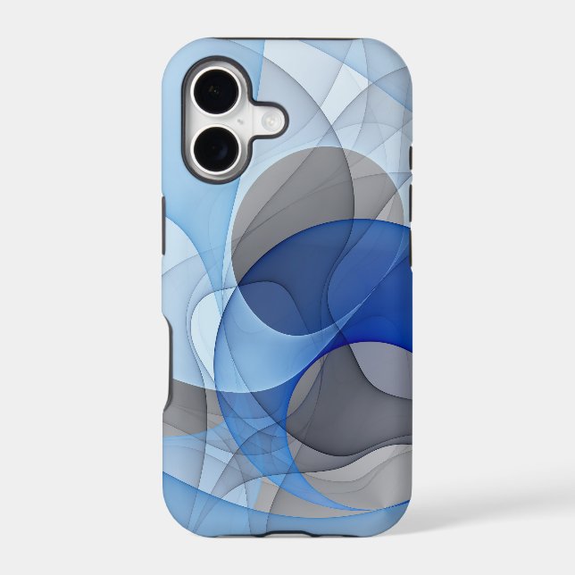 Modern Abstract Blue Grey Fractal Art Graphic (Back)