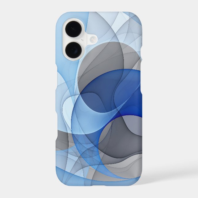 Modern Abstract Blue Grey Fractal Art Graphic (Back)
