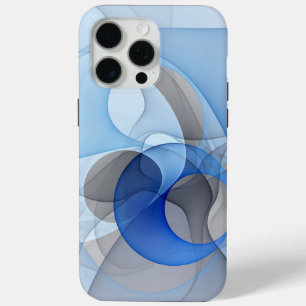 Modern Abstract Blue Grey Fractal Art Graphic iPhone 15 Pro Max Case