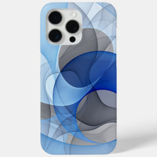 Modern Abstract Blue Grey Fractal Art Graphic iPhone 15 Pro Max Case