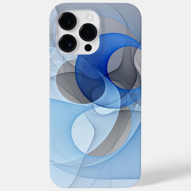 Modern Abstract Blue Grey Fractal Art Graphic Case-Mate iPhone Case (Back)