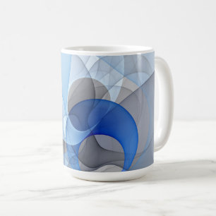Modern Abstract Blue Grey Fractal Art Graphic Coffee Mug