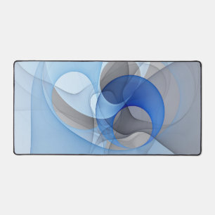 Modern Abstract Blue Grey Fractal Art Graphic Desk Mat