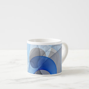 Modern Abstract Blue Grey Fractal Art Graphic Espresso Cup