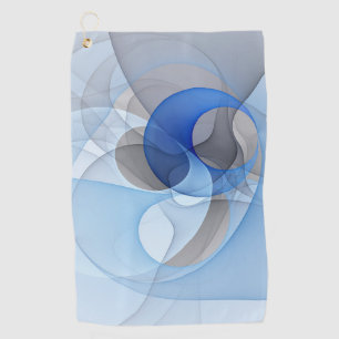 Modern Abstract Blue Grey Fractal Art Graphic Golf Towel