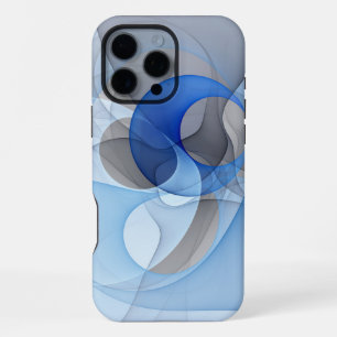 Modern Abstract Blue Grey Fractal Art Graphic iPhone 16 Pro Max Case