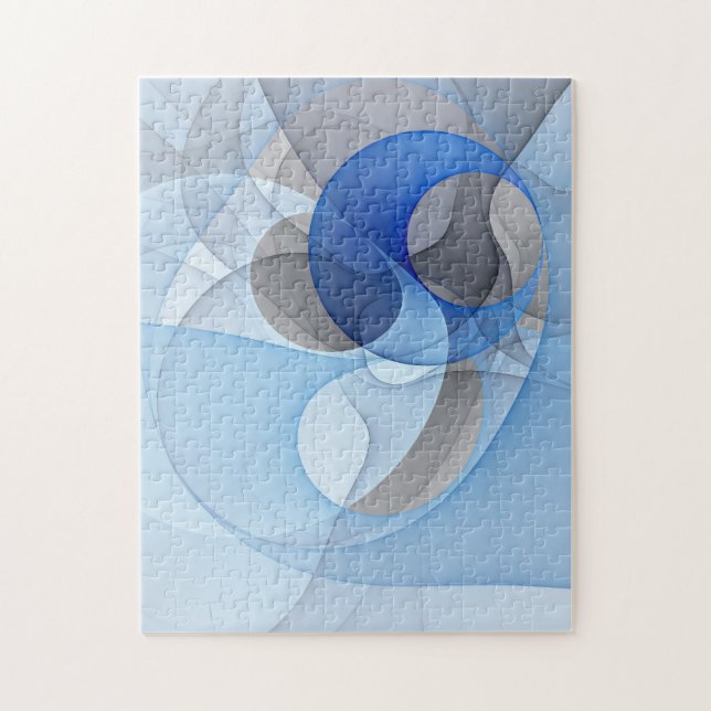 Modern Abstract Blue Grey Fractal Art Graphic Jigsaw Puzzle (Vertical)
