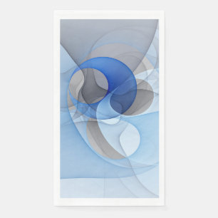 Modern Abstract Blue Grey Fractal Art Graphic Napkin