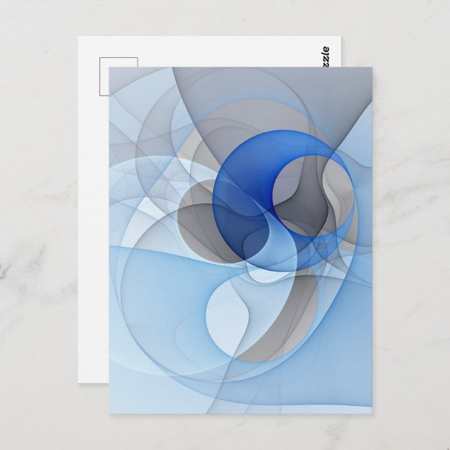 Modern Abstract Blue Grey Fractal Art Graphic Postcard (Front/Back)